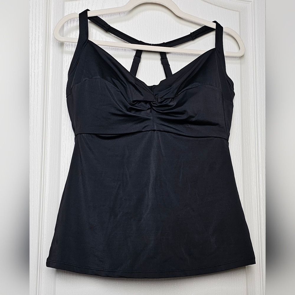NWOT Title Nine BLACK Pele Halter Tankini Top Swimsuit 34DDD UPF50